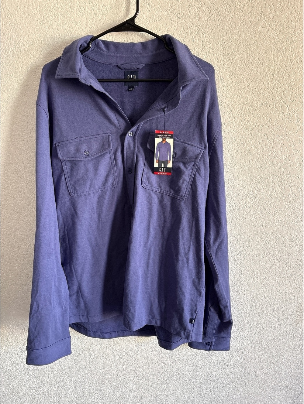 GAP Men's Long Sleeve Knit Button Down Shirt XL Purple